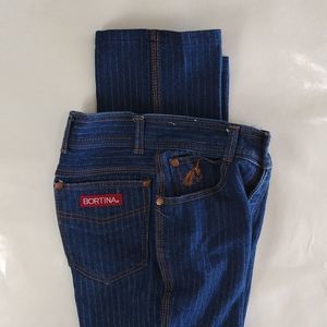 Bortina Vintage Pin Stripe Straight Leg Denim Jeans Inseam 29"